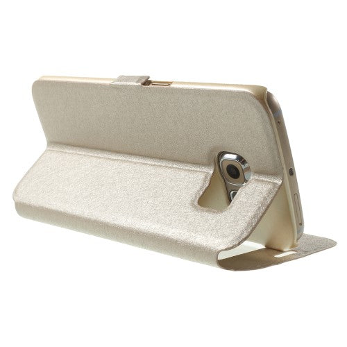 Wallet Case für Samsung Galaxy S6 Edge G925 Dual Window View Silk Book Etui