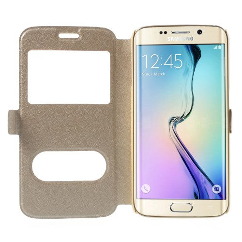 Wallet Case für Samsung Galaxy S6 Edge G925 Dual Window View Silk Book Etui