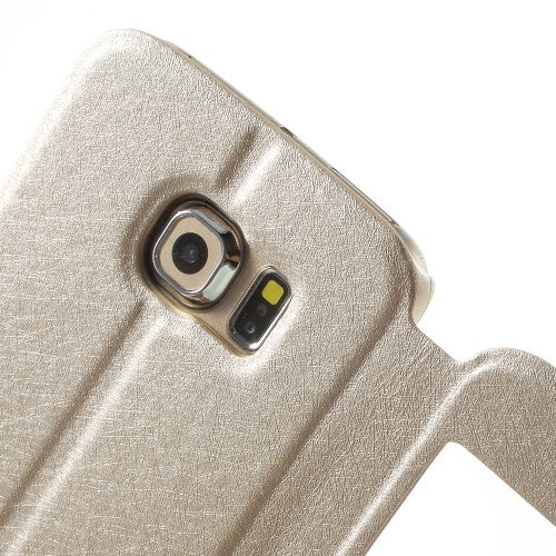 Wallet Case für Samsung Galaxy S6 Edge G925 Dual Window View Silk Book Etui