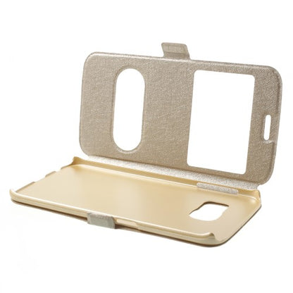 Wallet Case für Samsung Galaxy S6 Edge G925 Dual Window View Silk Book Etui