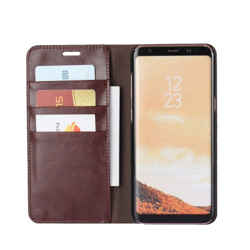Wallet Case für Samsung Galaxy S8 PLUS G955 Genuine Split Echt Leder Crazy Horse
