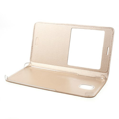 Handy Tasche für Samsung Galaxy J5 J530 (2017) Window View Litchi Book Etui Case