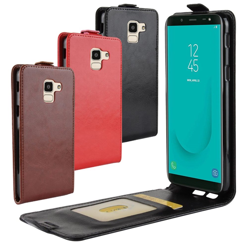 Flip Case für Samsung Galaxy J6 (2018) Crazy Horse Card Slot Handy Tasche