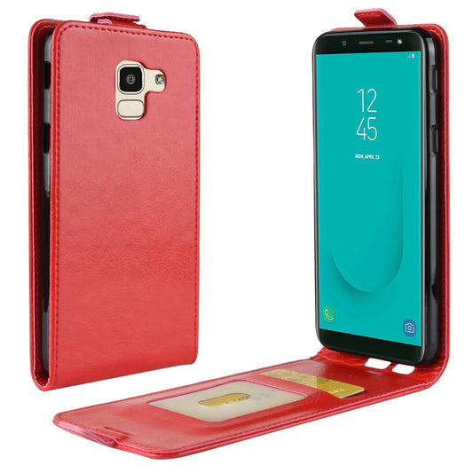 Flip Case für Samsung Galaxy J6 (2018) Crazy Horse Card Slot Handy Tasche
