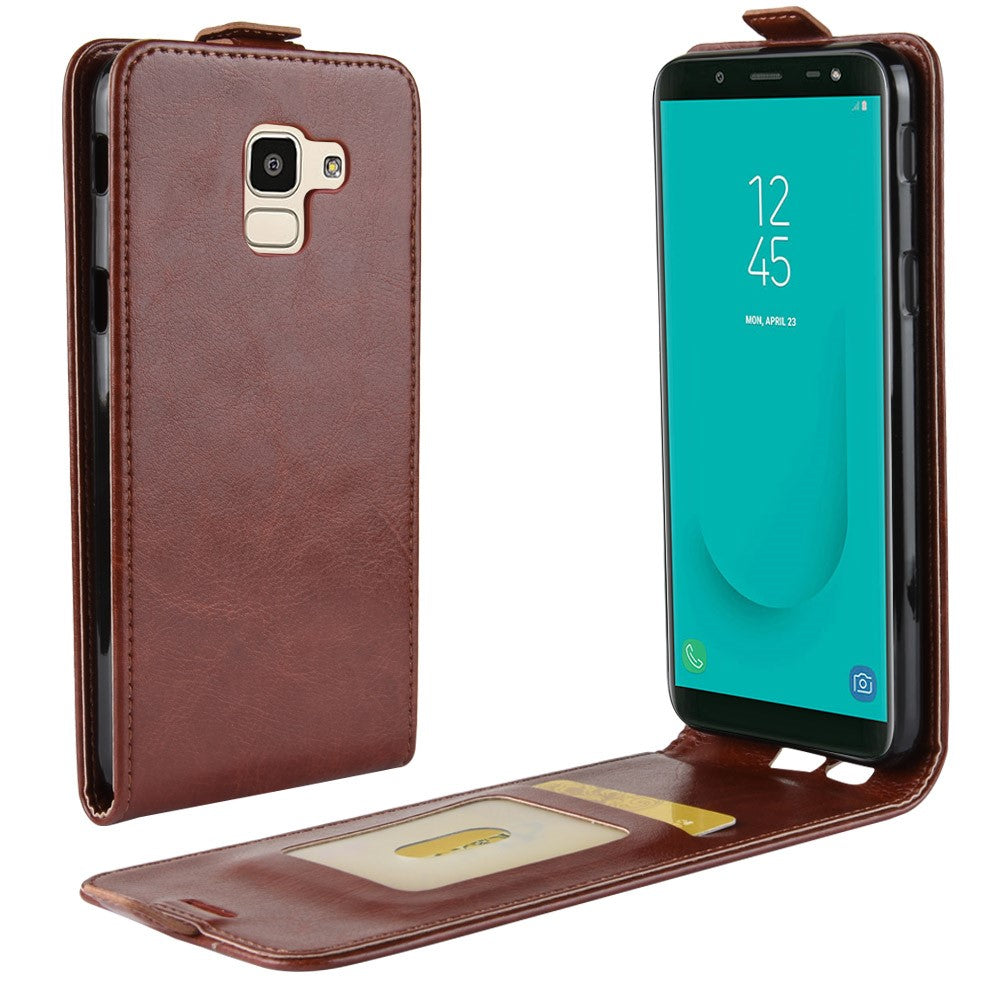 Flip Case für Samsung Galaxy J6 (2018) Crazy Horse Card Slot Handy Tasche