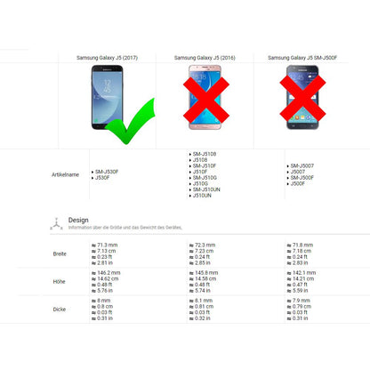 Wallet Case für Samsung Galaxy J5 J530 (2017) Echt Leder Innenfach