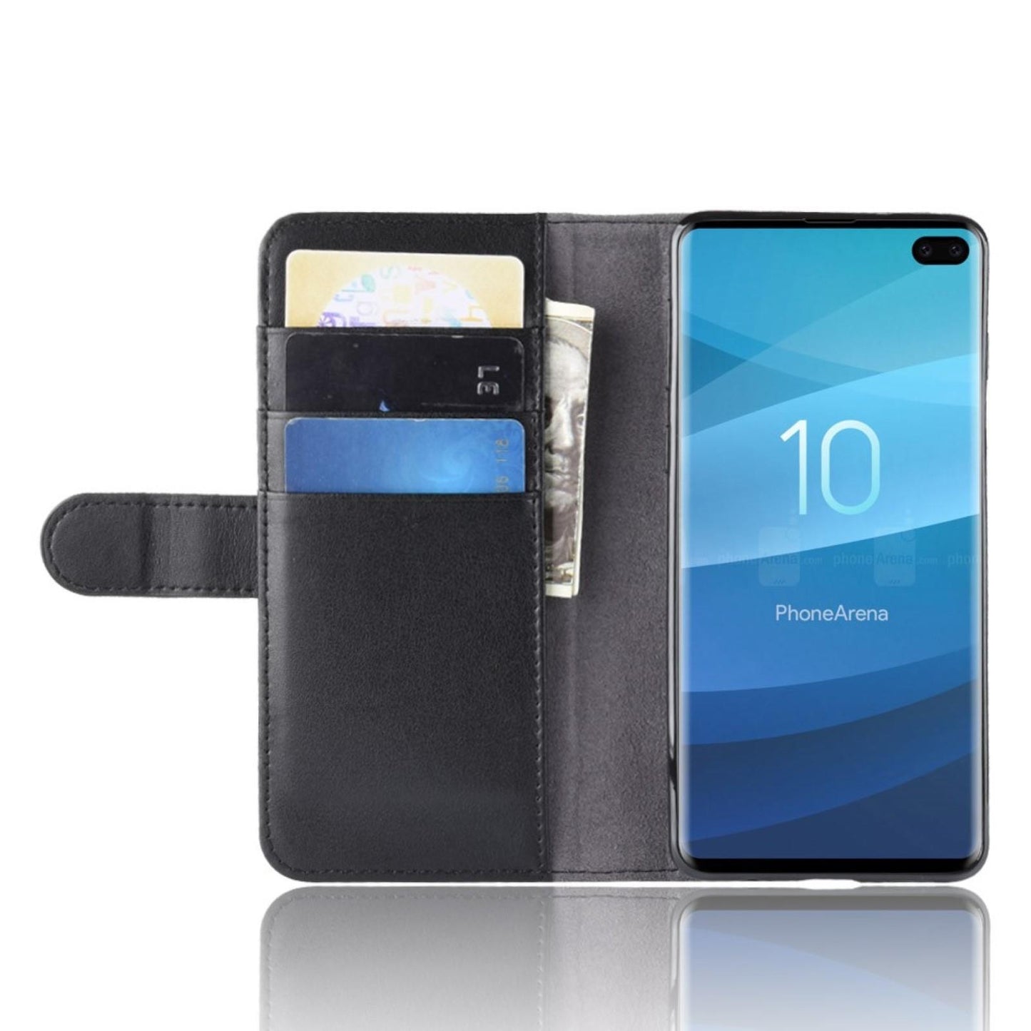 Wallet Case für Samsung Galaxy S10+ PLUS Echt Leder Innenfach Handy Tasche