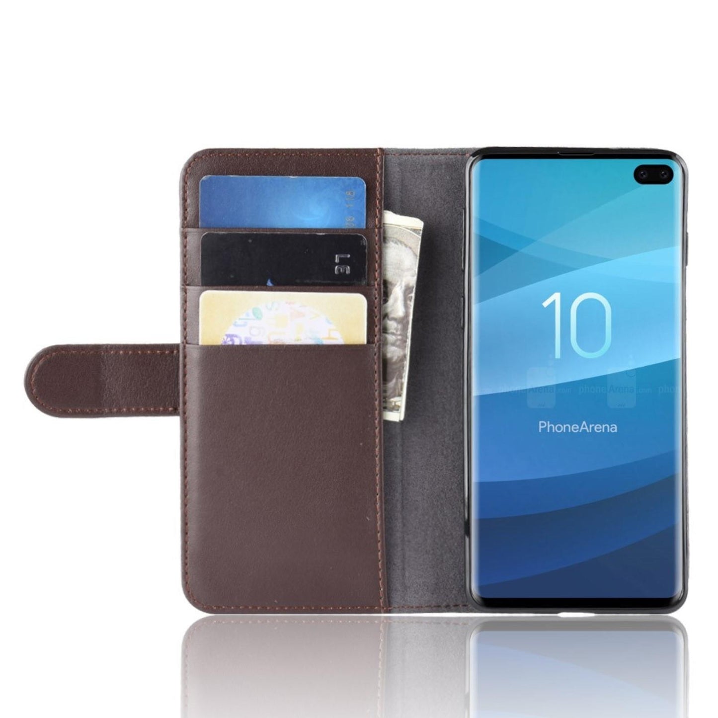 Wallet Case für Samsung Galaxy S10+ PLUS Echt Leder Innenfach Handy Tasche