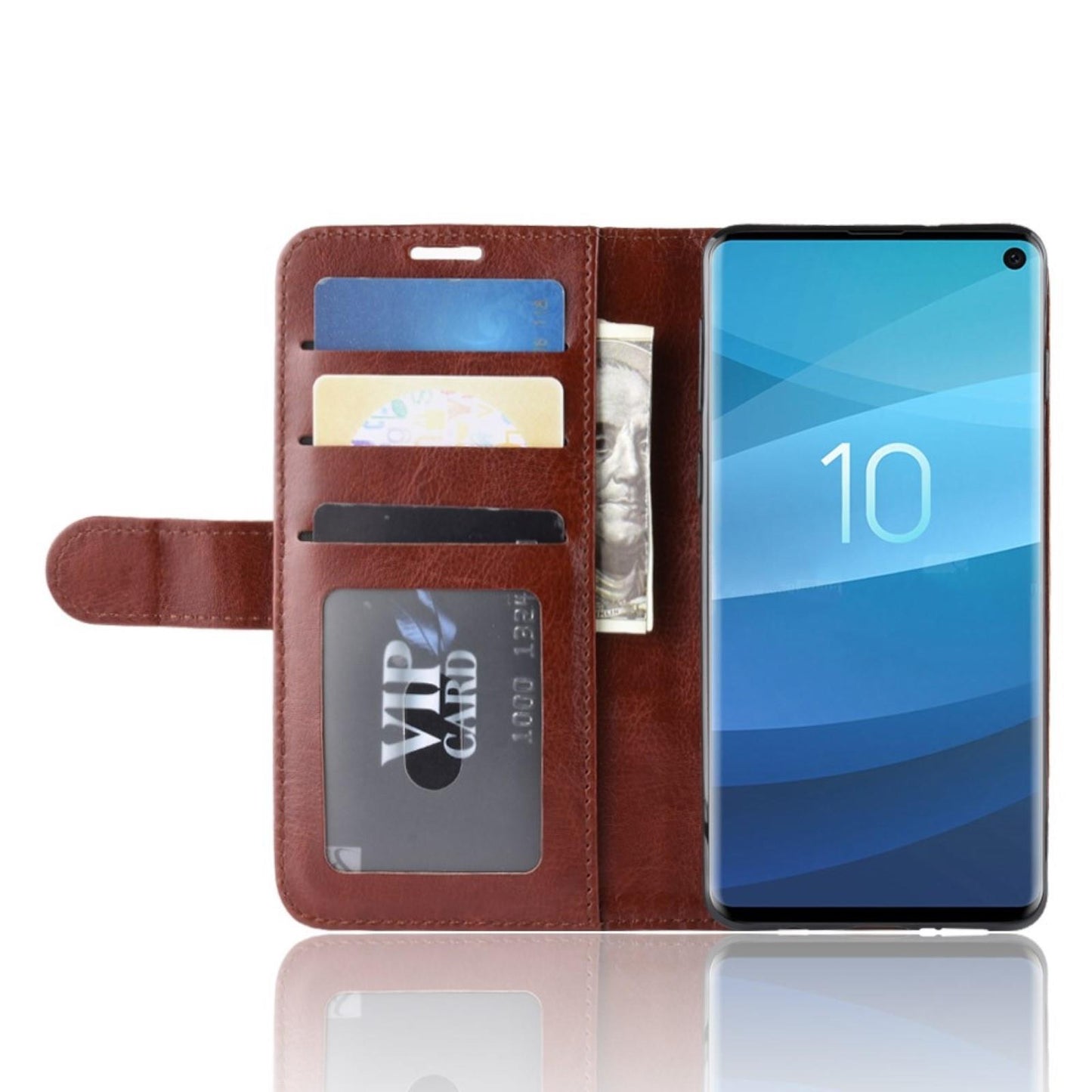 Wallet Case für Samsung Galaxy S10 Crazy Horse Handy Tasche Card Slot
