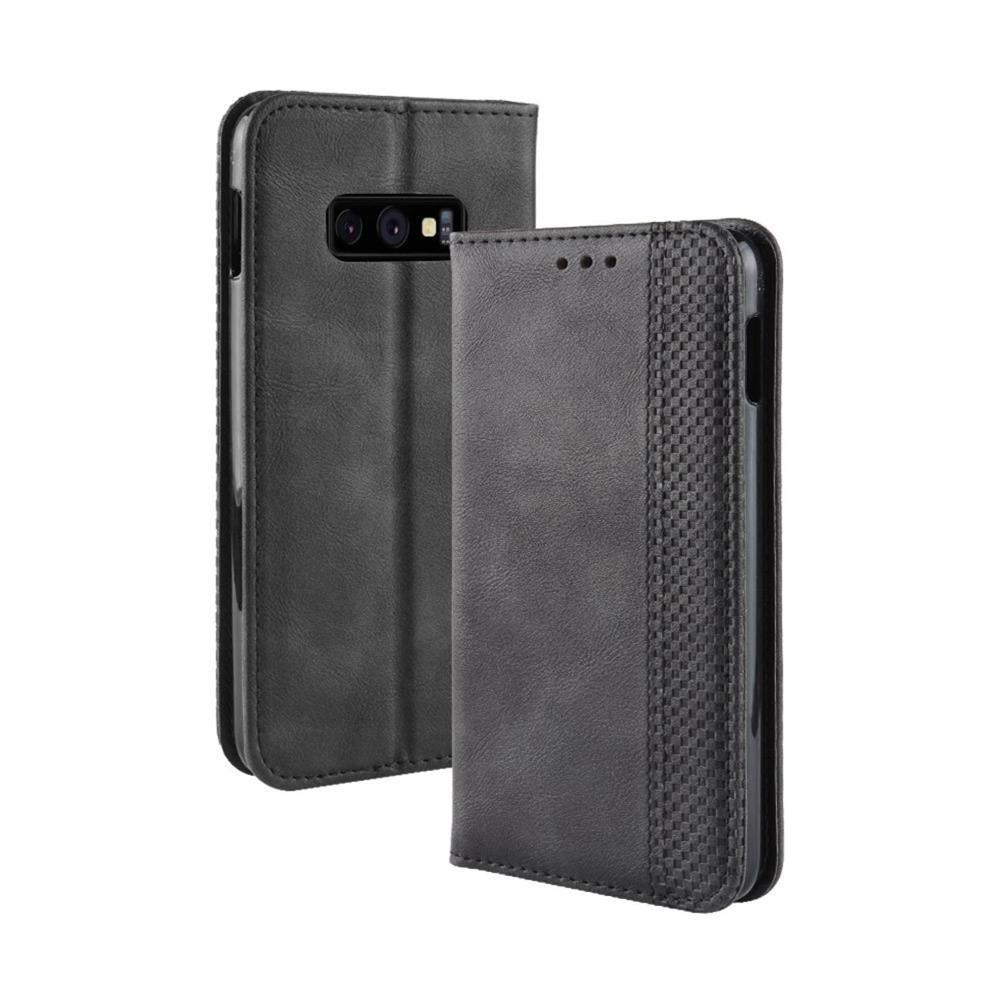 Wallet Case für Samsung Galaxy S10e Vintage Karo Handy Tasche Magnet