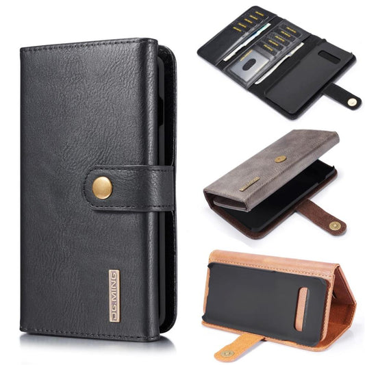 DG.MING Wallet Case für Samsung Galaxy S10 Echt Leder Brief Tasche 2in1 Etui Hülle