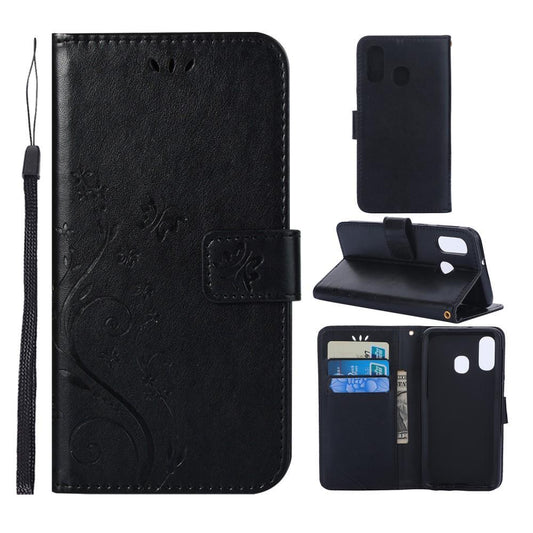 Wallet Case für Samsung Galaxy A40 Butterfly Flower Motiv Handy Tasche