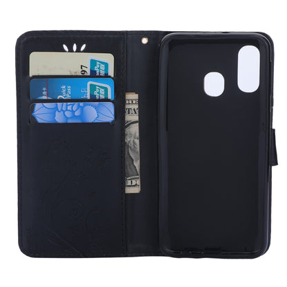 Wallet Case für Samsung Galaxy A40 Butterfly Flower Motiv Handy Tasche