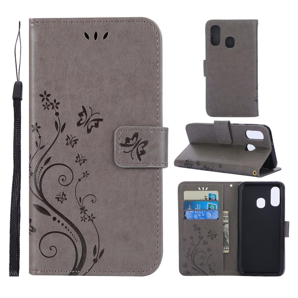 Wallet Case für Samsung Galaxy A40 Butterfly Flower Motiv Handy Tasche