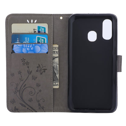 Wallet Case für Samsung Galaxy A40 Butterfly Flower Motiv Handy Tasche