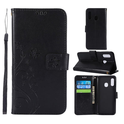Wallet Case für Samsung Galaxy A20e Butterfly Flower Motiv Handy Tasche