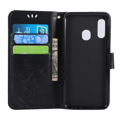 Wallet Case für Samsung Galaxy A20e Butterfly Flower Motiv Handy Tasche