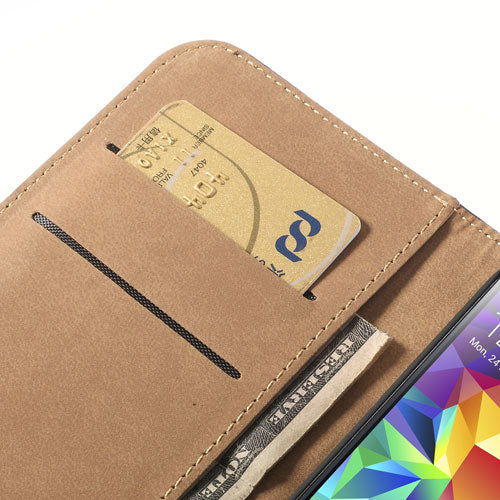 Wallet Case für Samsung Galaxy S5 G900 Echt Leder Magnet