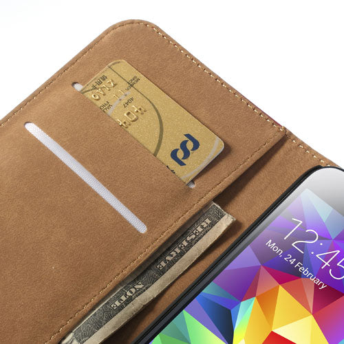 Wallet Case für Samsung Galaxy S5 G900 Echt Leder Magnet