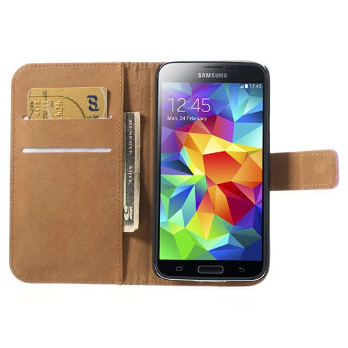 Wallet Case für Samsung Galaxy S5 G900 Echt Leder Magnet