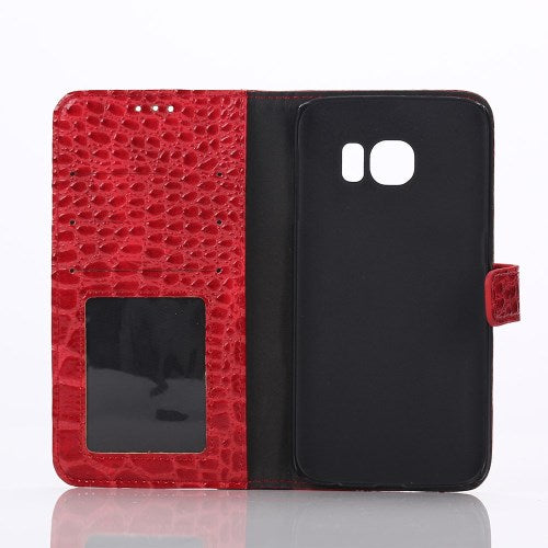 Wallet Case für Samsung Galaxy S6 Edge G925 Crocodile Leder Skin