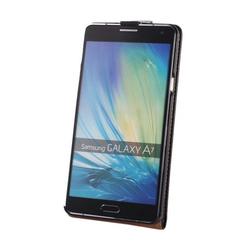 Flip Case für Samsung Galaxy A7 (2015) Echt Leder Magnet Vertikal
