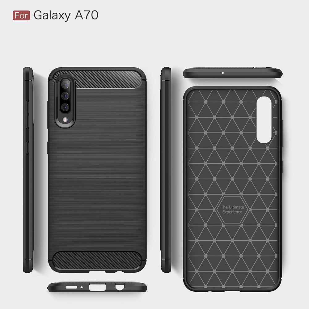 TPU Case für Samsung Galaxy A70 Carbon Skin Brushed Hülle