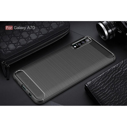 TPU Case für Samsung Galaxy A70 Carbon Skin Brushed Hülle