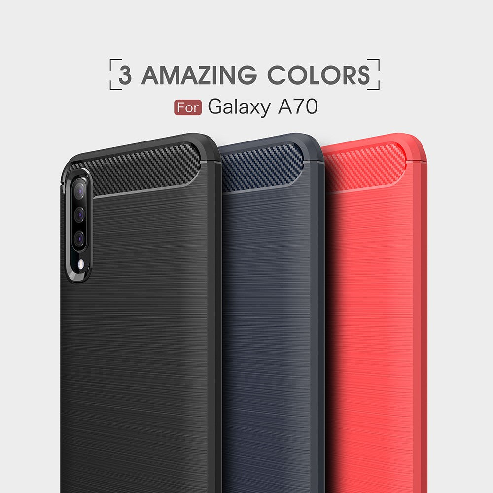 TPU Case für Samsung Galaxy A70 Carbon Skin Brushed Hülle