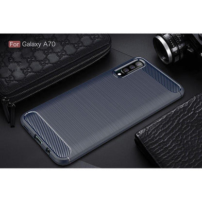 TPU Case für Samsung Galaxy A70 Carbon Skin Brushed Hülle