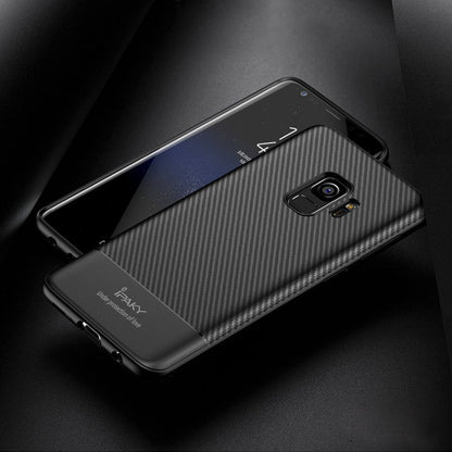 IPAKY TPU Case für SAMSUNG GALAXY S9 Carbon Fiber Muster Texture Hülle Cover