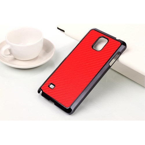 Hard Case für Samsung Galaxy Note 4 Carbon Fiber Muster Schutzhülle Cover Rot