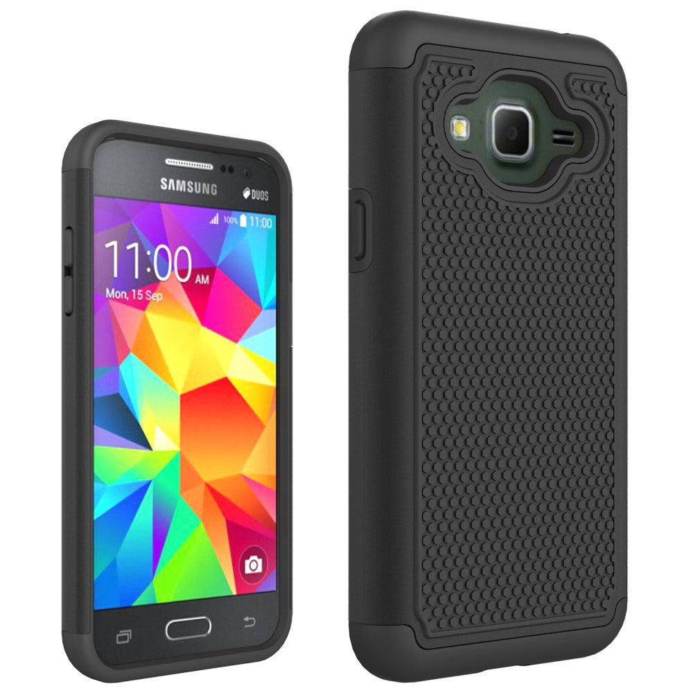 Samsung Galaxy J3 (2016) Outdoor Case Silikon Hybrid Football Grain Schutz Hülle