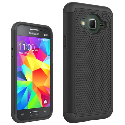 Samsung Galaxy J3 (2016) Outdoor Case Silikon Hybrid Football Grain Schutz Hülle
