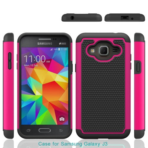 Samsung Galaxy J3 (2016) Outdoor Case Silikon Hybrid Football Grain Schutz Hülle
