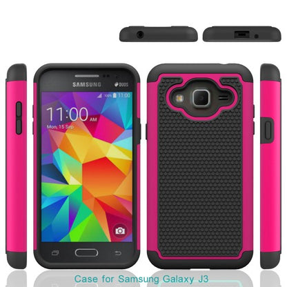 Samsung Galaxy J3 (2016) Outdoor Case Silikon Hybrid Football Grain Schutz Hülle