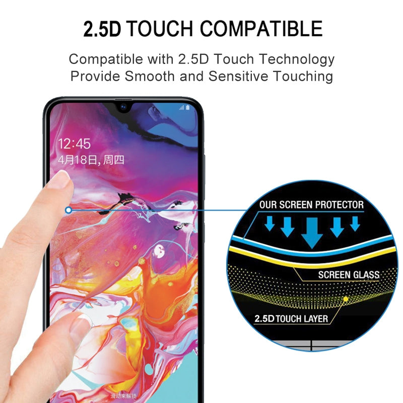 Schutzglas für SAMSUNG GALAXY A70 Full Cover Curved Tempered Glass Schutzfolie