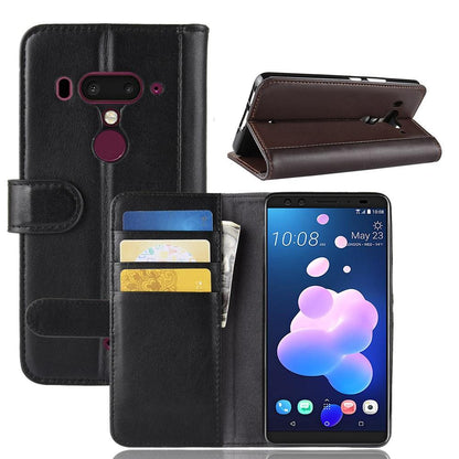 Wallet Case für HTC U12+ Echt Leder Innenfach