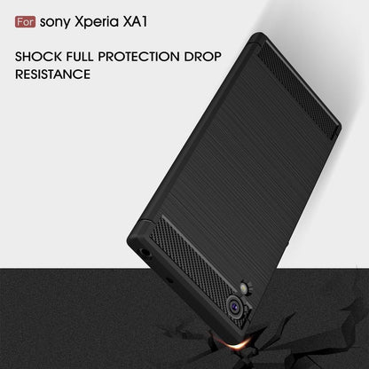 TPU Case für Sony Xperia XA1 Carbon Skin Brushed