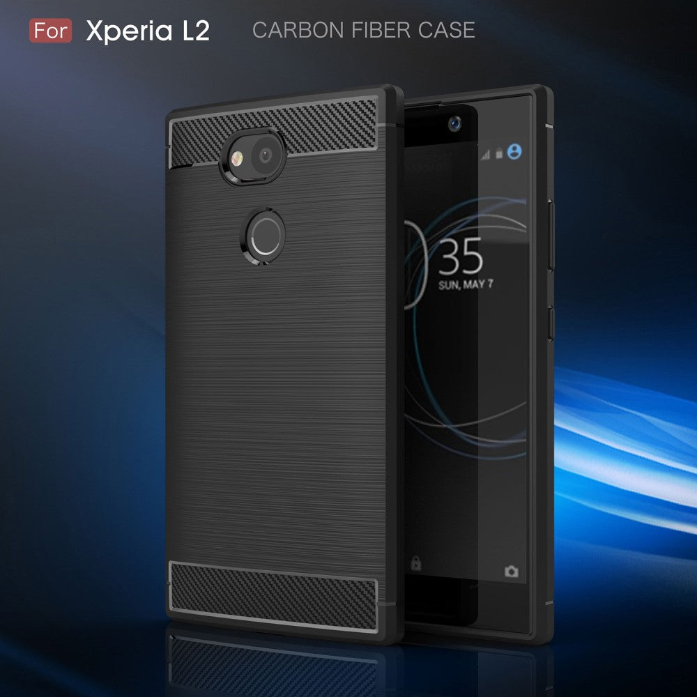 TPU Case für Sony Xperia L2 Carbon Skin Brushed
