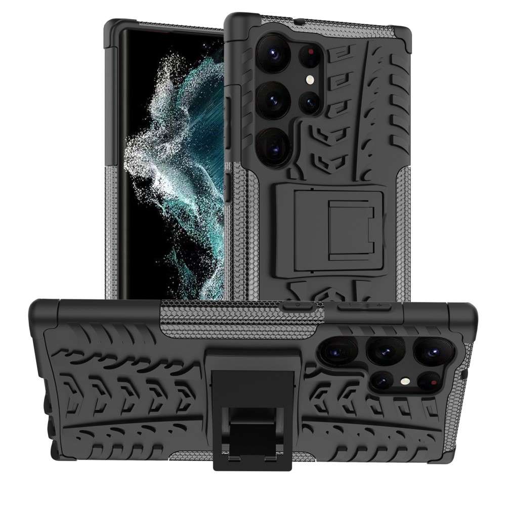 Outdoor Hülle für Samsung Galaxy S23 ULTRA Tire Rutschfest Stand PC TPU Case