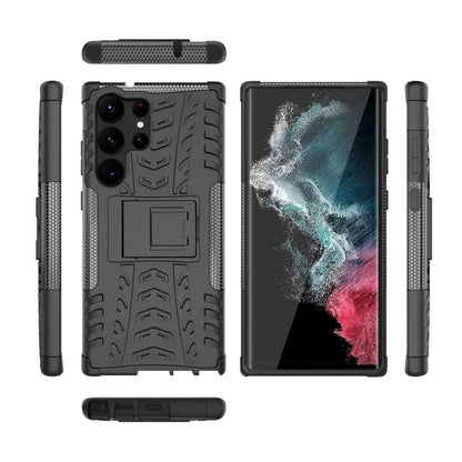 Outdoor Hülle für Samsung Galaxy S23 ULTRA Tire Rutschfest Stand PC TPU Case