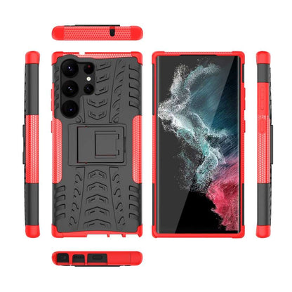 Outdoor Hülle für Samsung Galaxy S23 ULTRA Tire Rutschfest Stand PC TPU Case