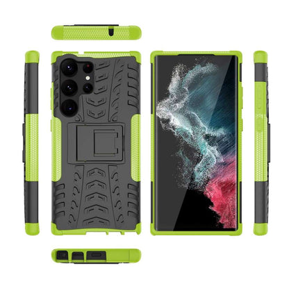 Outdoor Hülle für Samsung Galaxy S23 ULTRA Tire Rutschfest Stand PC TPU Case