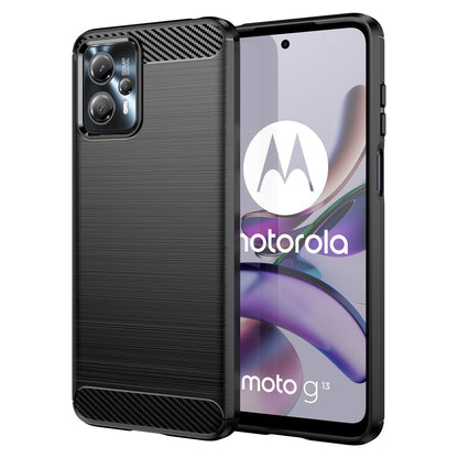 TPU Hülle für Motorola Moto G13 G23 Carbon Fiber Skin Brushed Backcover Case
