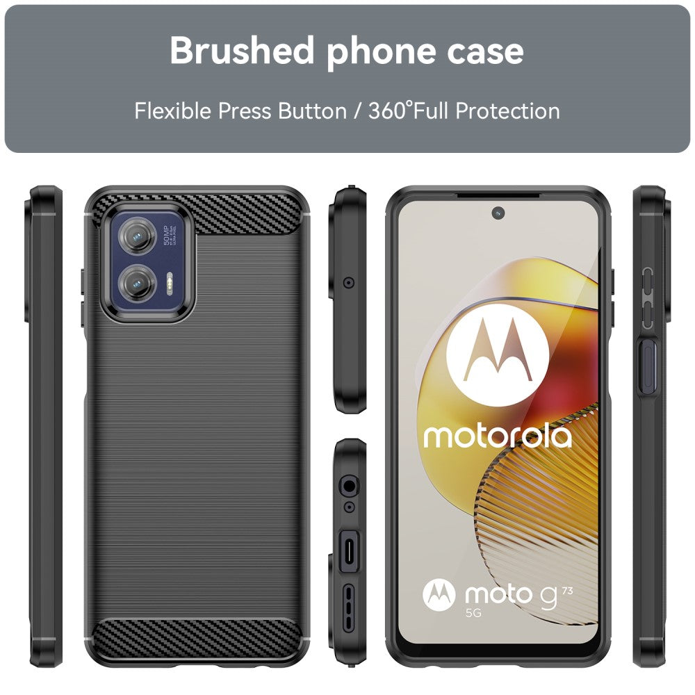 TPU Hülle für Motorola Moto G73 Carbon Fiber Skin Brushed Schutzcover Soft Case