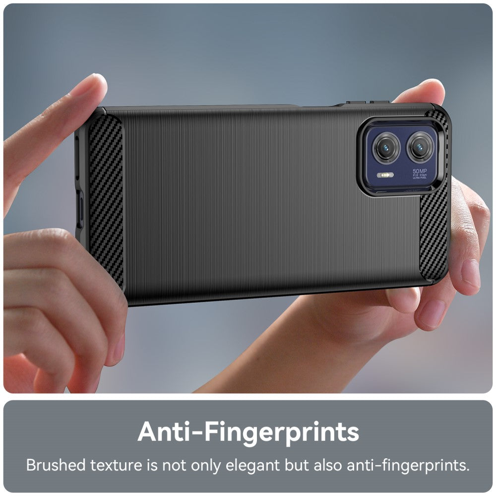 TPU Hülle für Motorola Moto G73 Carbon Fiber Skin Brushed Schutzcover Soft Case