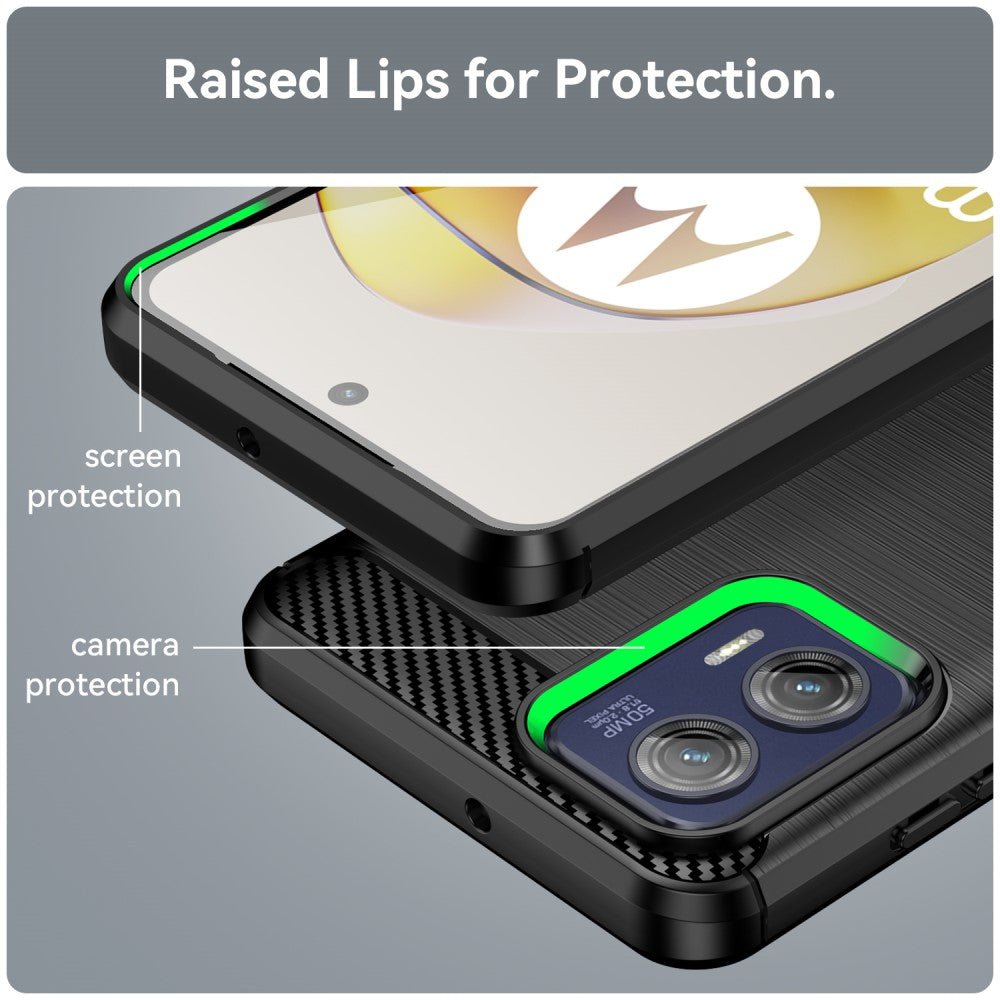 TPU Hülle für Motorola Moto G73 Carbon Fiber Skin Brushed Schutzcover Soft Case