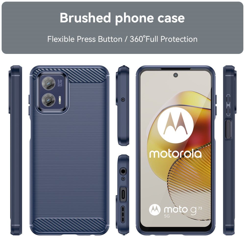 TPU Hülle für Motorola Moto G73 Carbon Fiber Skin Brushed Schutzcover Soft Case