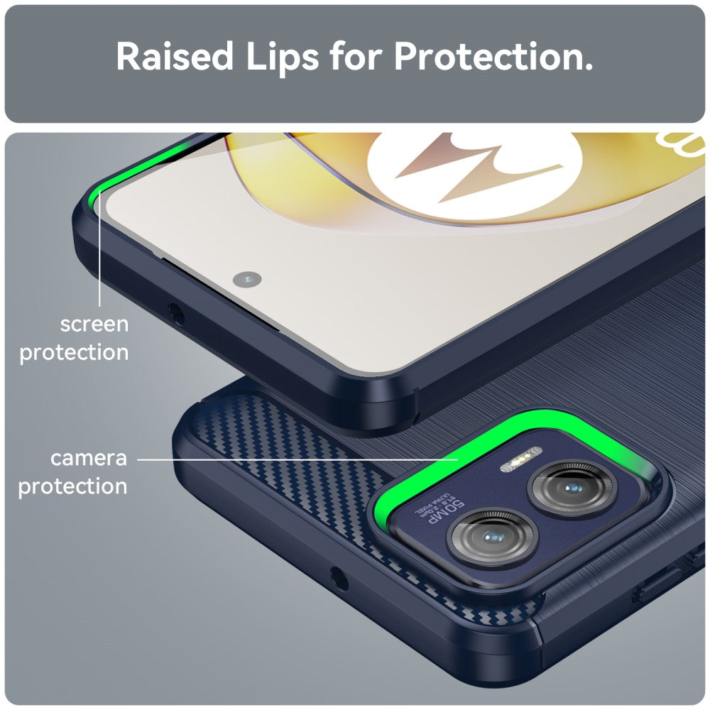TPU Hülle für Motorola Moto G73 Carbon Fiber Skin Brushed Schutzcover Soft Case